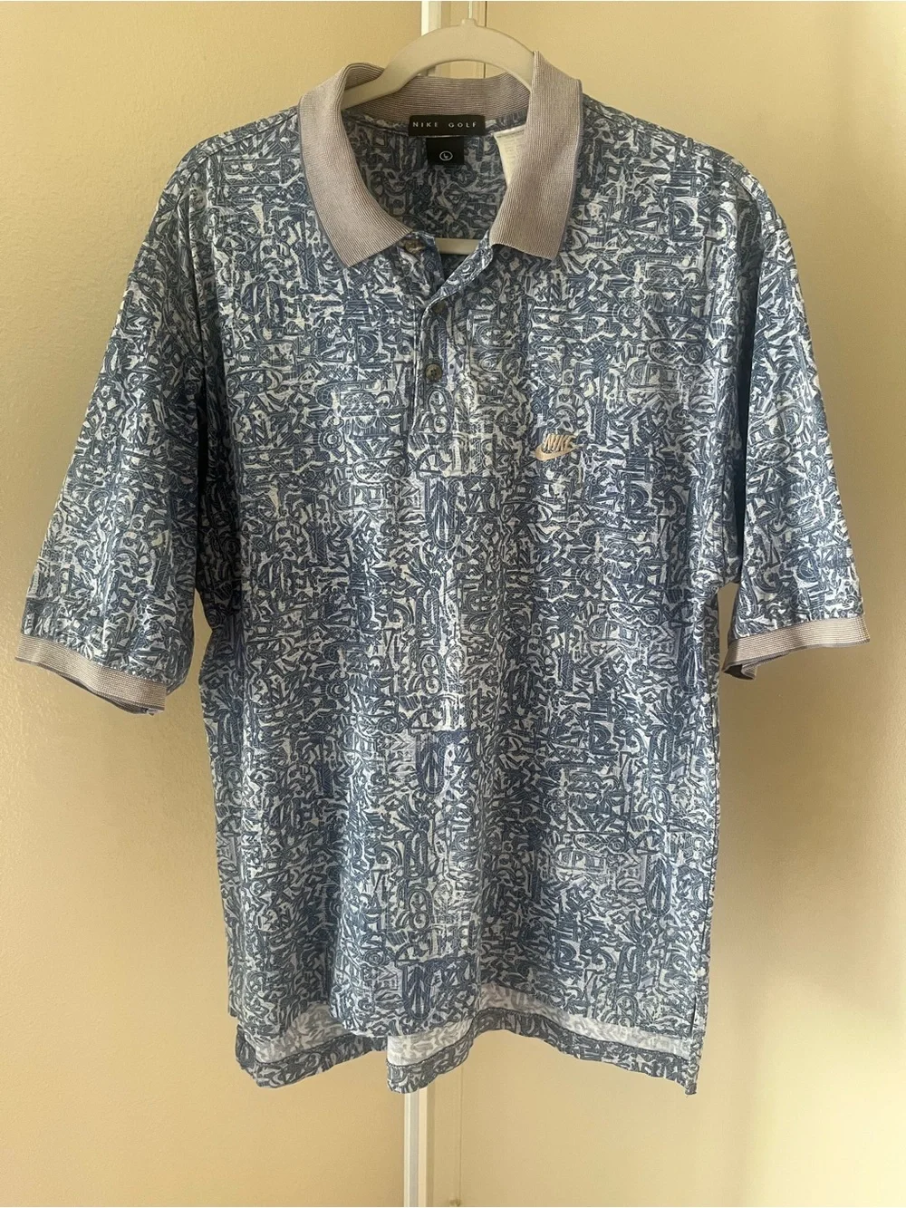 Vintage Nike Golf All-Over Print Short Sleeve Polo Shirt Size L